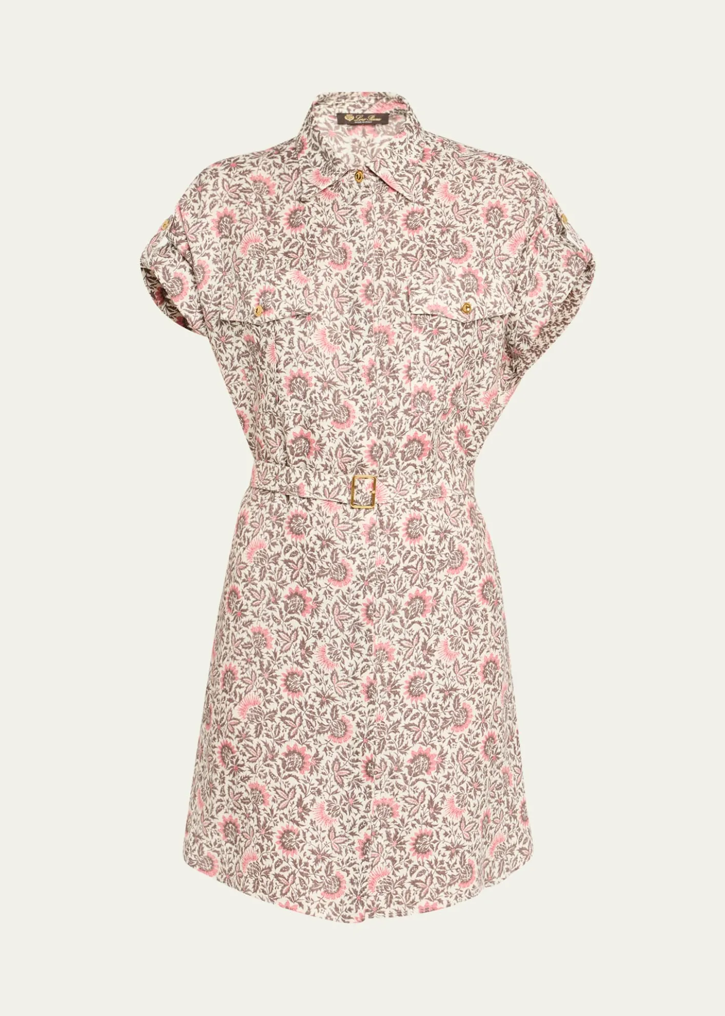 THIS ITEM IS NOT AVAILABLE.Loro PianaIdris Riserva San Nicolo Twill Belted Mini Shirtdress