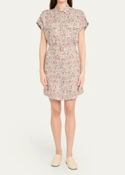 THIS ITEM IS NOT AVAILABLE.Loro PianaIdris Riserva San Nicolo Twill Belted Mini Shirtdress