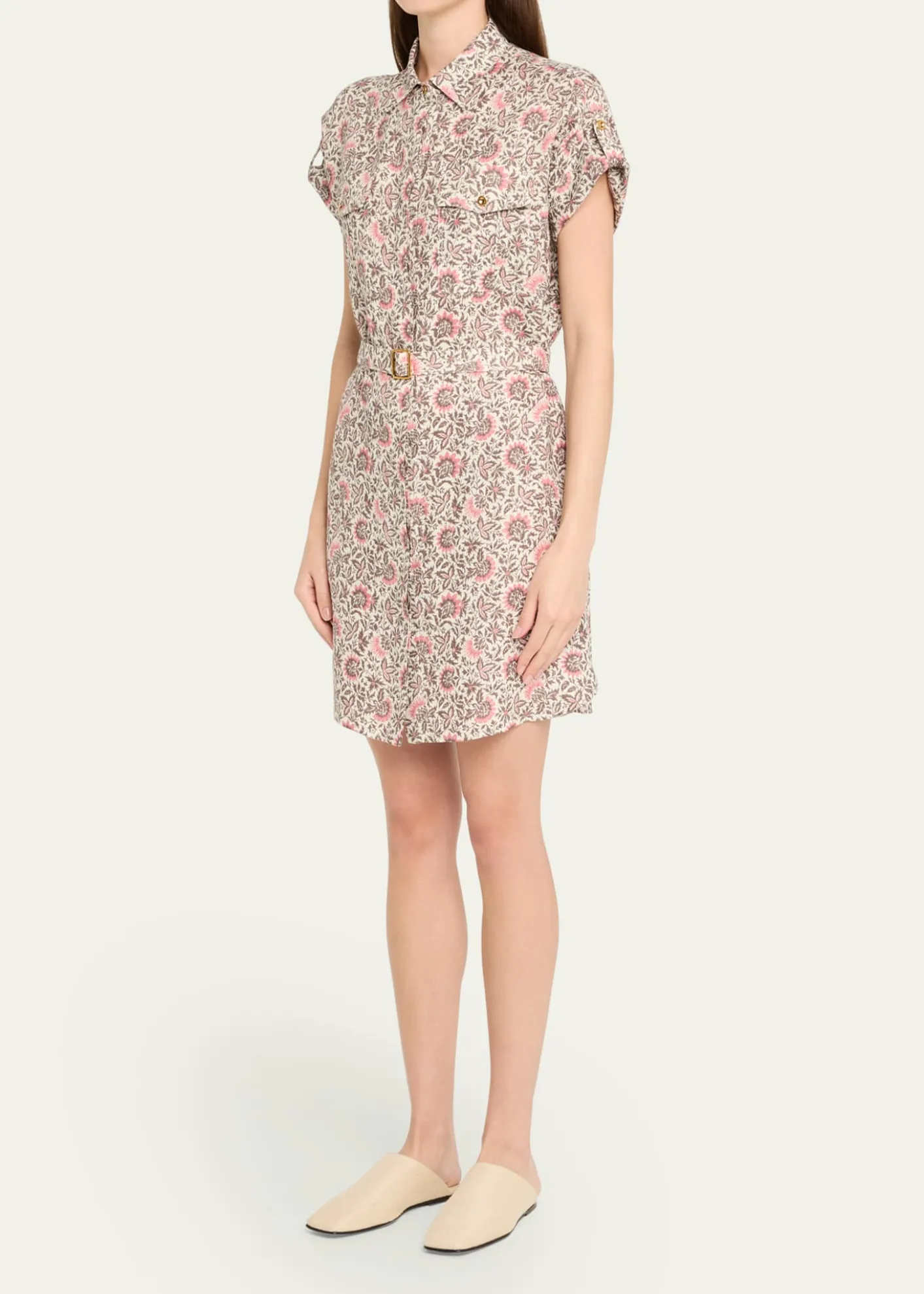 THIS ITEM IS NOT AVAILABLE.Loro PianaIdris Riserva San Nicolo Twill Belted Mini Shirtdress