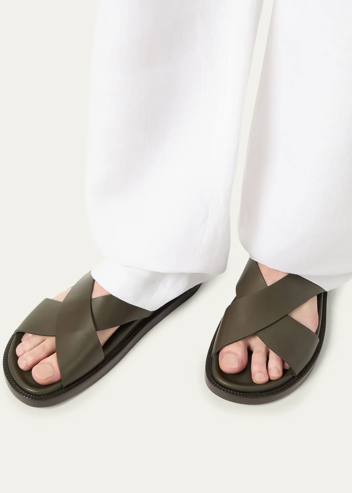 THIS ITEM IS NOT AVAILABLE.Loro PianaMen's Riviera Leather Slides