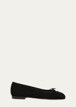 THIS ITEM IS NOT AVAILABLE.Manolo BlahnikVeralli Suede Bow Ballerina Flats