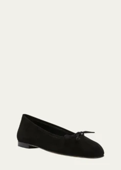 THIS ITEM IS NOT AVAILABLE.Manolo BlahnikVeralli Suede Bow Ballerina Flats