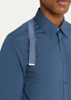 THIS ITEM IS NOT AVAILABLE.McQueenMen's Logo-Tape Harness Dress Shirt