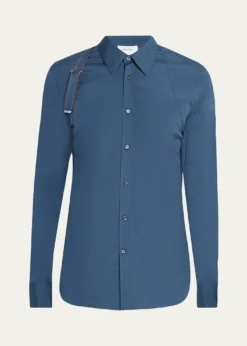 THIS ITEM IS NOT AVAILABLE.McQueenMen's Logo-Tape Harness Dress Shirt