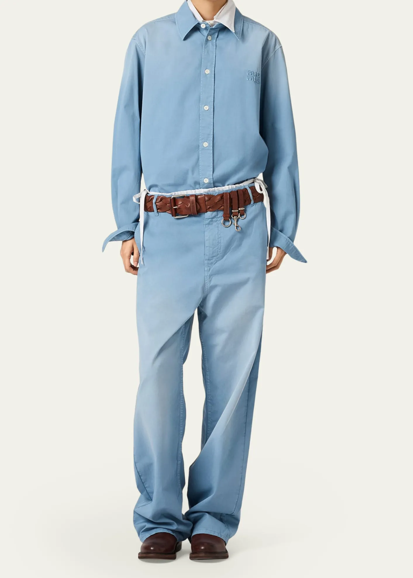 THIS ITEM IS NOT AVAILABLE.Miu MiuOld Cotton Twill Button-Down Top