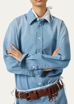 THIS ITEM IS NOT AVAILABLE.Miu MiuOld Cotton Twill Button-Down Top