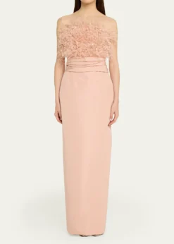 THIS ITEM IS NOT AVAILABLE.Oscar de la RentaStrapless Dramatic Point D'esprit Silk Column Gown