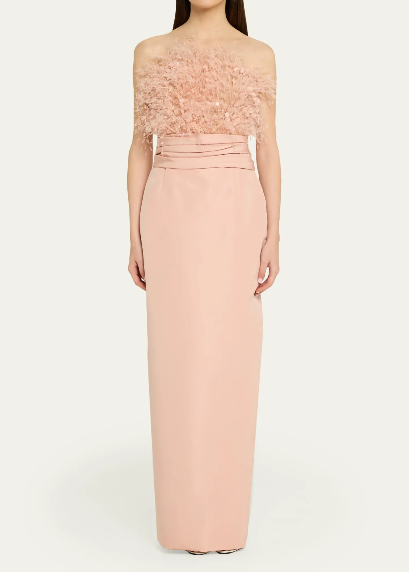 THIS ITEM IS NOT AVAILABLE.Oscar de la RentaStrapless Dramatic Point D'esprit Silk Column Gown