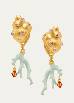 THIS ITEM IS NOT AVAILABLE.Oscar de la RentaSeashell and Coral Clip-On Earrings