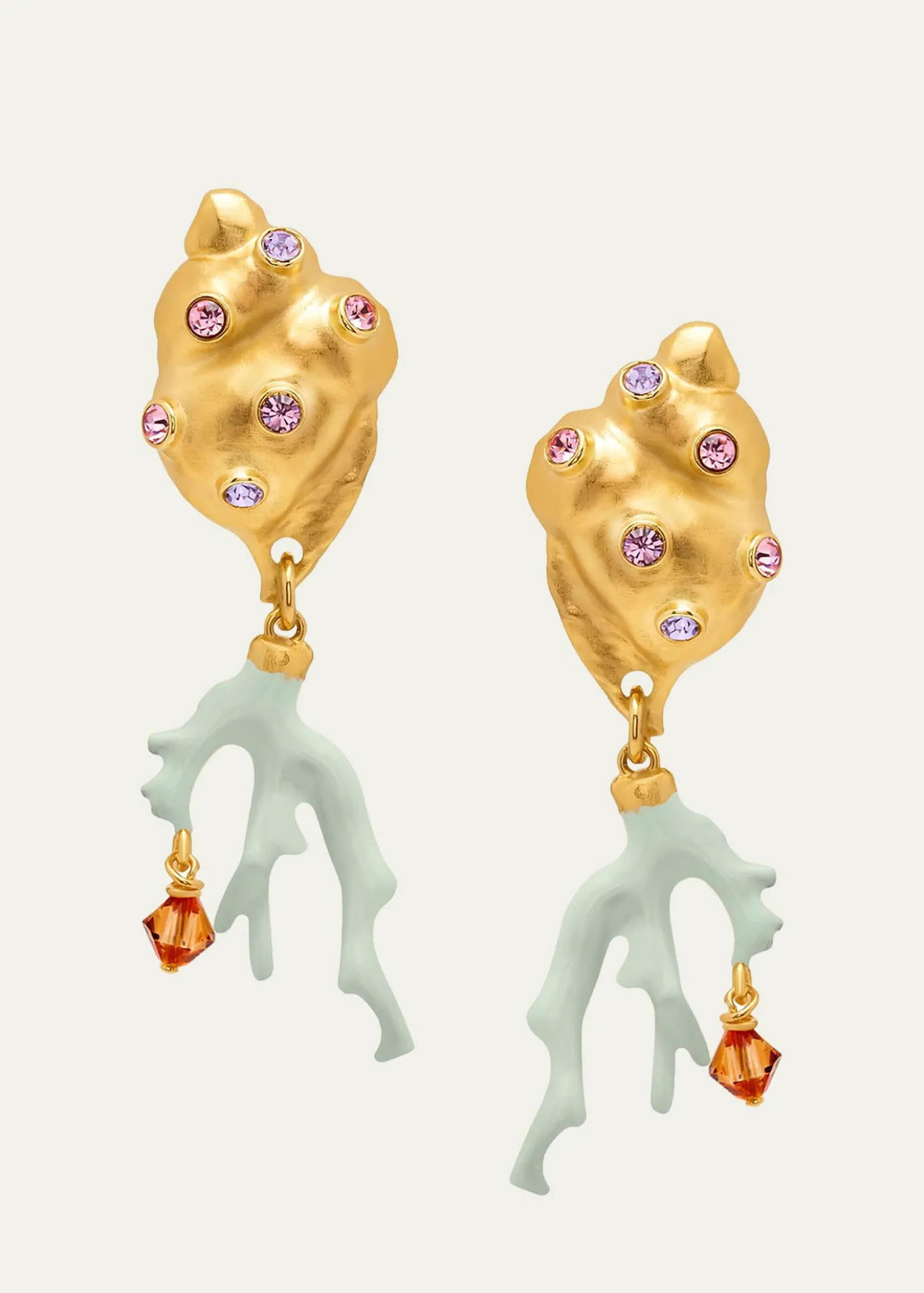 THIS ITEM IS NOT AVAILABLE.Oscar de la RentaSeashell and Coral Clip-On Earrings
