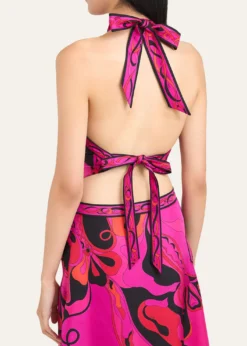 THIS ITEM IS NOT AVAILABLE.PucciOrchidee Silk Twill Scarf Halter Top
