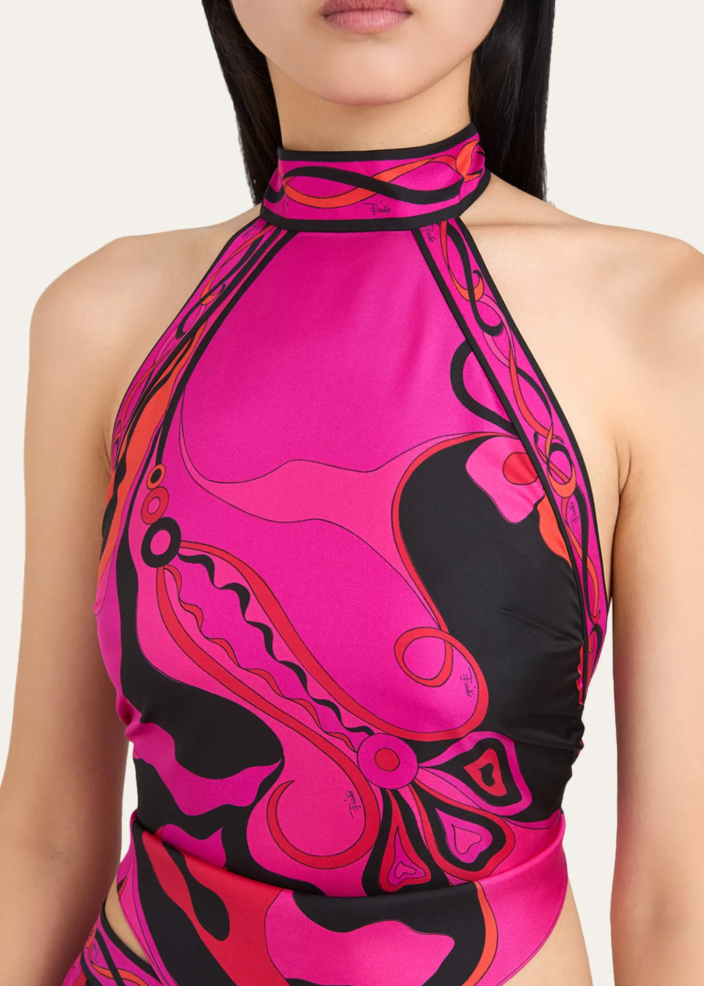 THIS ITEM IS NOT AVAILABLE.PucciOrchidee Silk Twill Scarf Halter Top