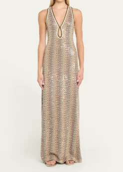 THIS ITEM IS NOT AVAILABLE.Ramy BrookLilia Sequined Chevron Maxi Dress