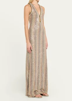 THIS ITEM IS NOT AVAILABLE.Ramy BrookLilia Sequined Chevron Maxi Dress