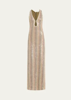 THIS ITEM IS NOT AVAILABLE.Ramy BrookLilia Sequined Chevron Maxi Dress