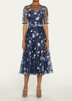THIS ITEM IS NOT AVAILABLE.Rickie Freeman for Teri JonFloral-Embroidered Tulle Cocktail Dress