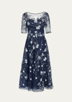 THIS ITEM IS NOT AVAILABLE.Rickie Freeman for Teri JonFloral-Embroidered Tulle Cocktail Dress