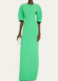 THIS ITEM IS NOT AVAILABLE.Rickie Freeman for Teri JonElbow-Sleeve Crepe Column Gown