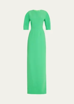 THIS ITEM IS NOT AVAILABLE.Rickie Freeman for Teri JonElbow-Sleeve Crepe Column Gown