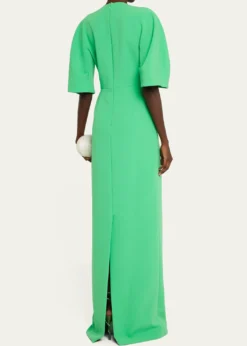 THIS ITEM IS NOT AVAILABLE.Rickie Freeman for Teri JonElbow-Sleeve Crepe Column Gown
