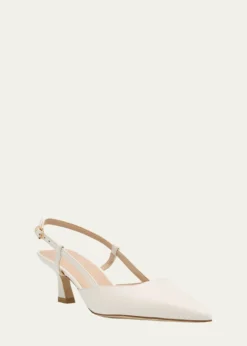 THIS ITEM IS NOT AVAILABLE.Stuart WeitzmanVinnie Leather Kitten Slingback Pumps