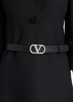 THIS ITEM IS NOT AVAILABLE.Valentino GaravaniVLogo Signature Crystal-Embellished Leather Belt, 30mm