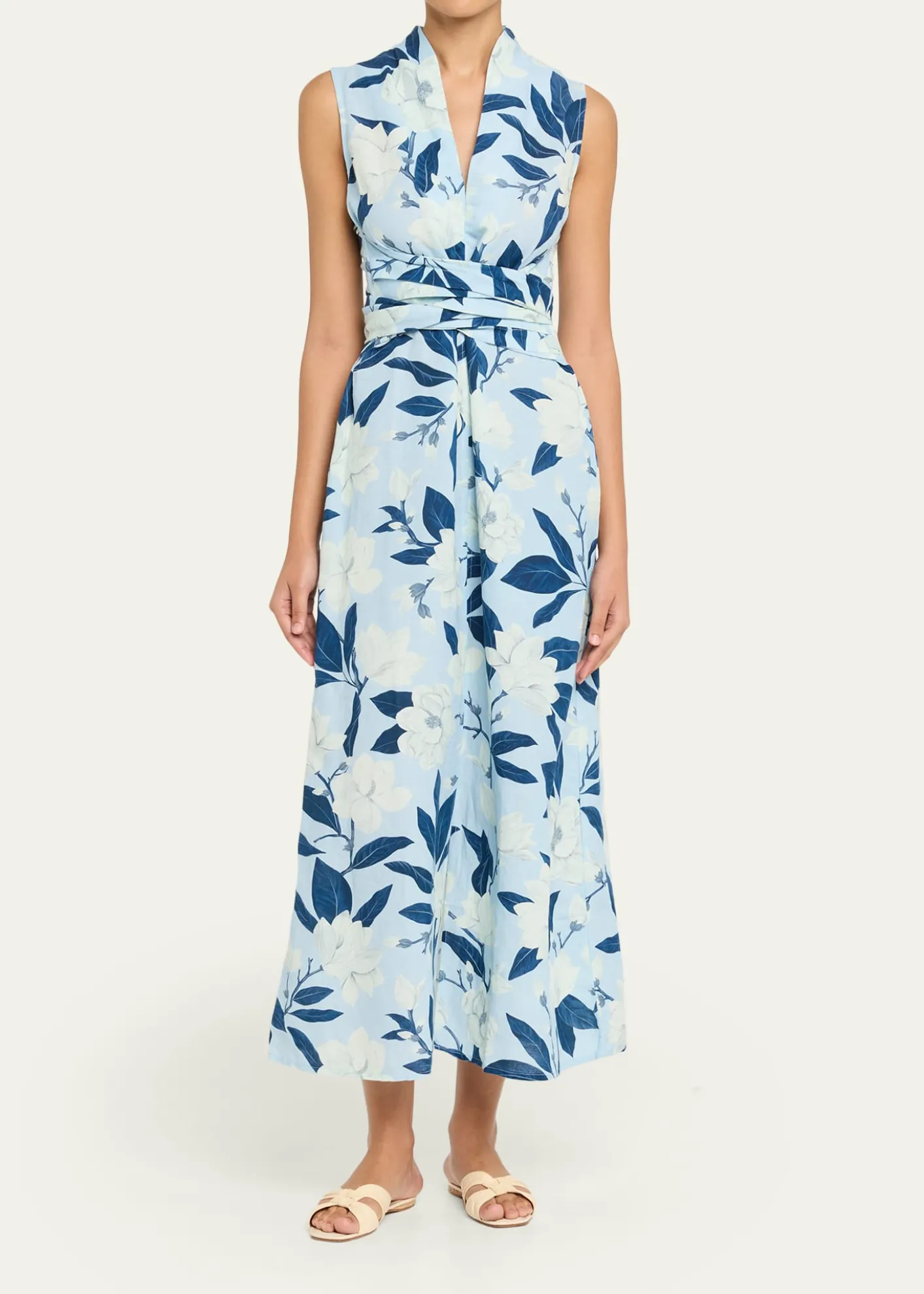 THIS ITEM IS NOT AVAILABLE.VerandahHand-Draped Linen-Cotton Midi Dress