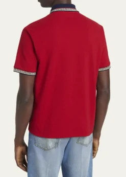 THIS ITEM IS NOT AVAILABLE.VersaceMen's Greca-Trim Cotton Pique Medusa Polo Shirt