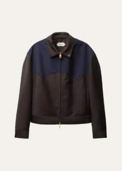 THIS ITEM IS NOT AVAILABLE.VersaceColorblocked Wool/Mohair Zip-Up Blouson Jacket