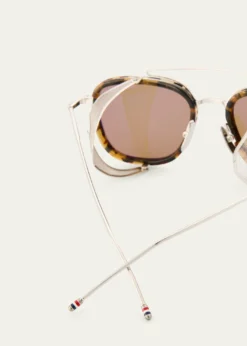 Thom BrowneMen's Acetate and Titanium Rectangle Sunglasses with Side Shields