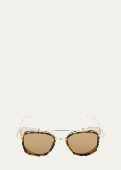 Thom BrowneMen's Acetate and Titanium Rectangle Sunglasses with Side Shields