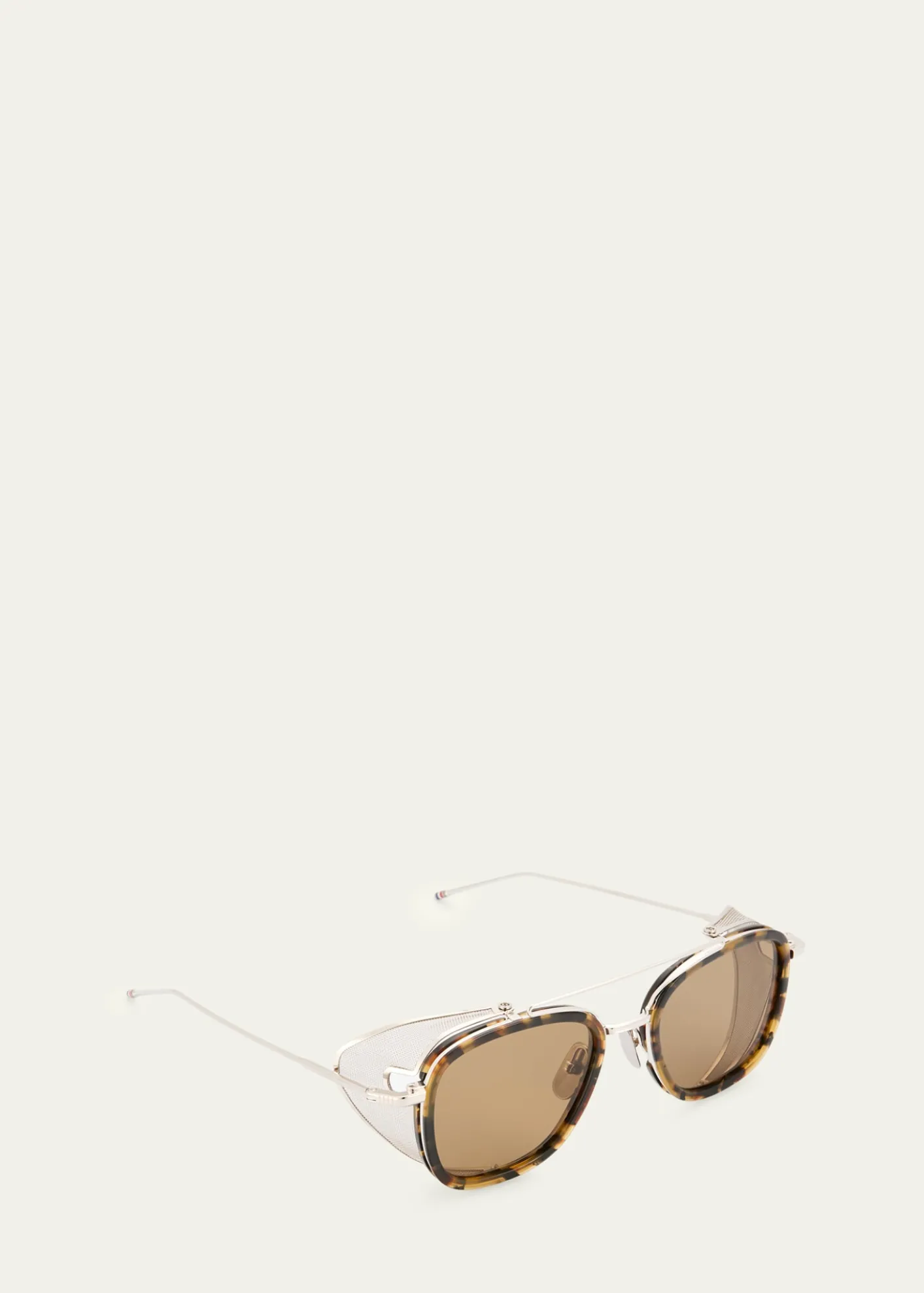 Thom BrowneMen's Acetate and Titanium Rectangle Sunglasses with Side Shields
