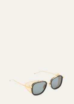 Thom BrowneMen's Acetate and Titanium Rectangle Sunglasses with Side Shields