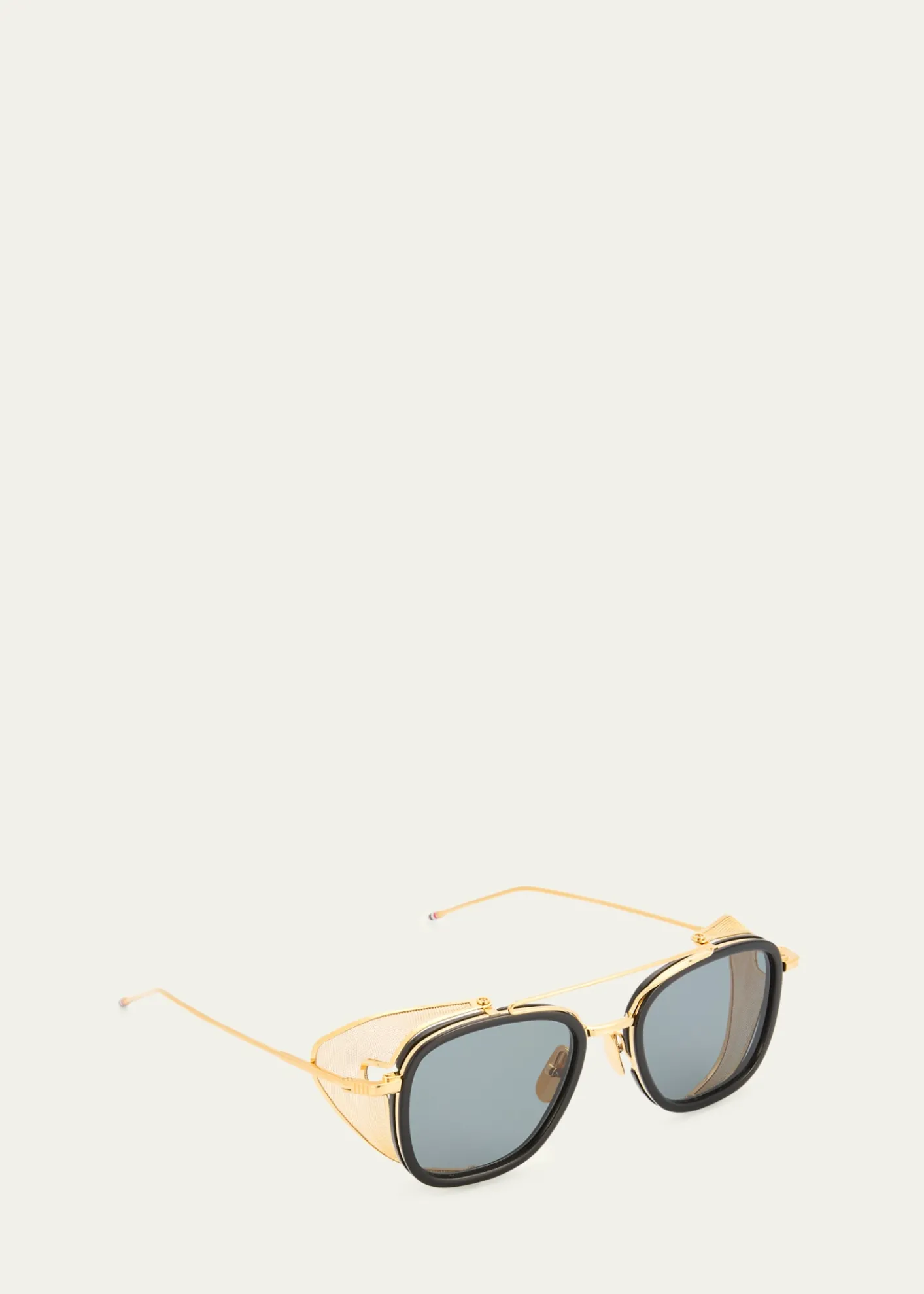 Thom BrowneMen's Acetate and Titanium Rectangle Sunglasses with Side Shields