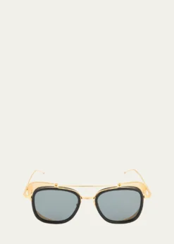 Thom BrowneMen's Acetate and Titanium Rectangle Sunglasses with Side Shields
