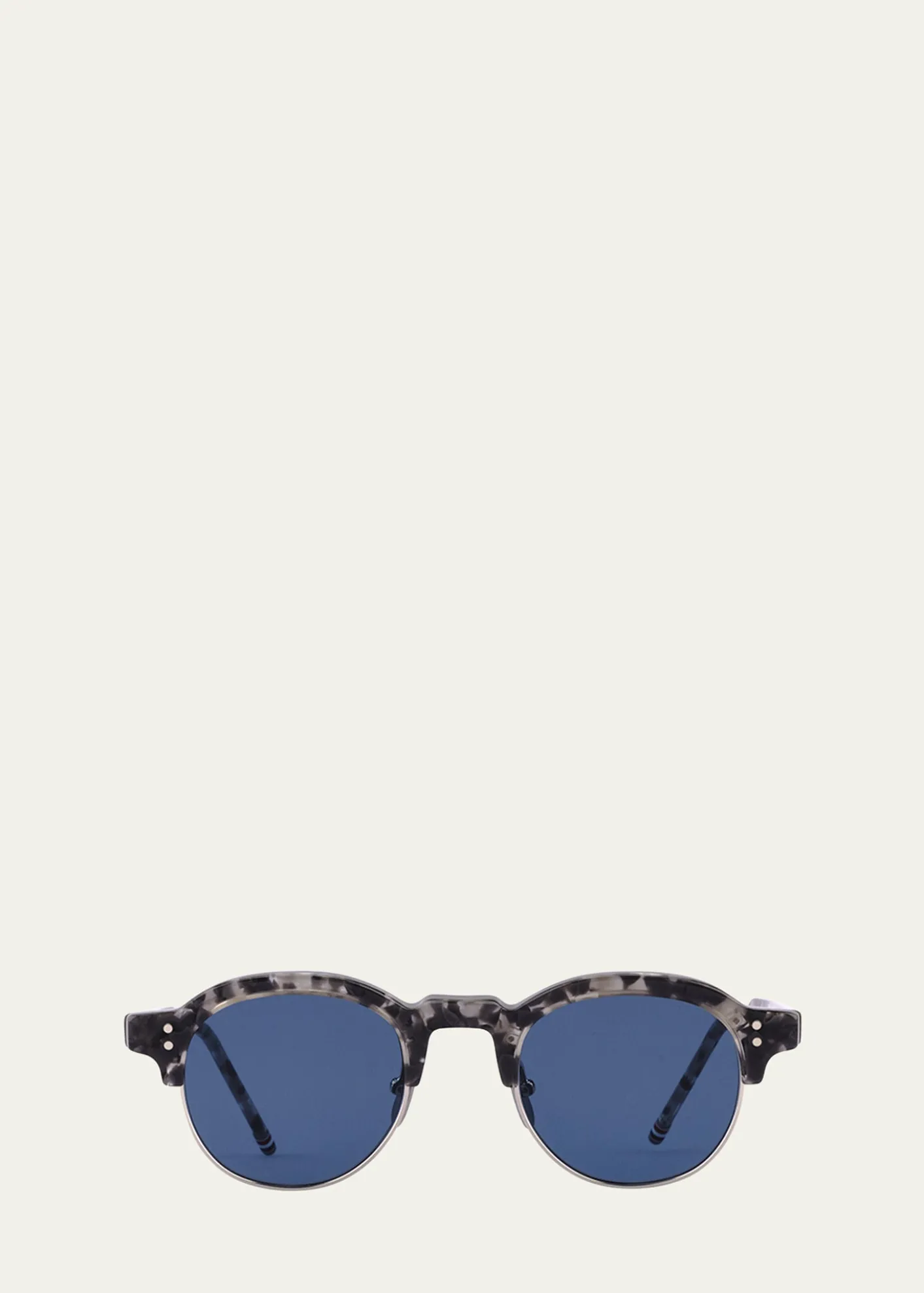 Thom BrowneMen's Oval Half-Rim Sunglasses