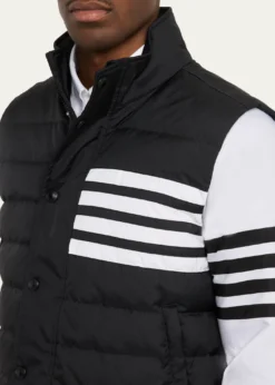 Thom BrowneMen's Shiny Ripstop 4-Bar Down Vest