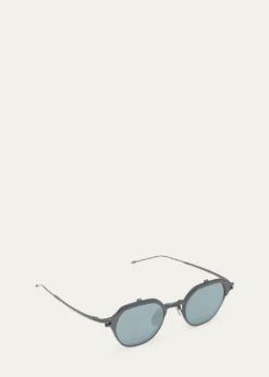Thom BrowneMen's Titanium Round Clip-On Sunglasses