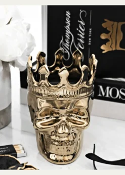 Thompson FerrierGolden Bonaparte Skull Candle, 23.3 oz. - Wood Charmel Scent