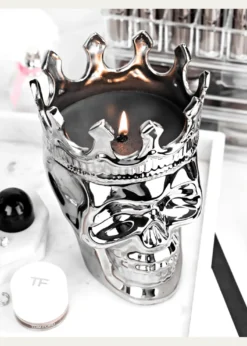 Thompson FerrierSilvertone Maximilien Skull Candle, 23.3 oz. - The Aroma Scent