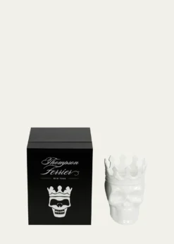 Thompson FerrierWhite Louise Skull Candle, 23.3 oz. - Rose de Vents Scent