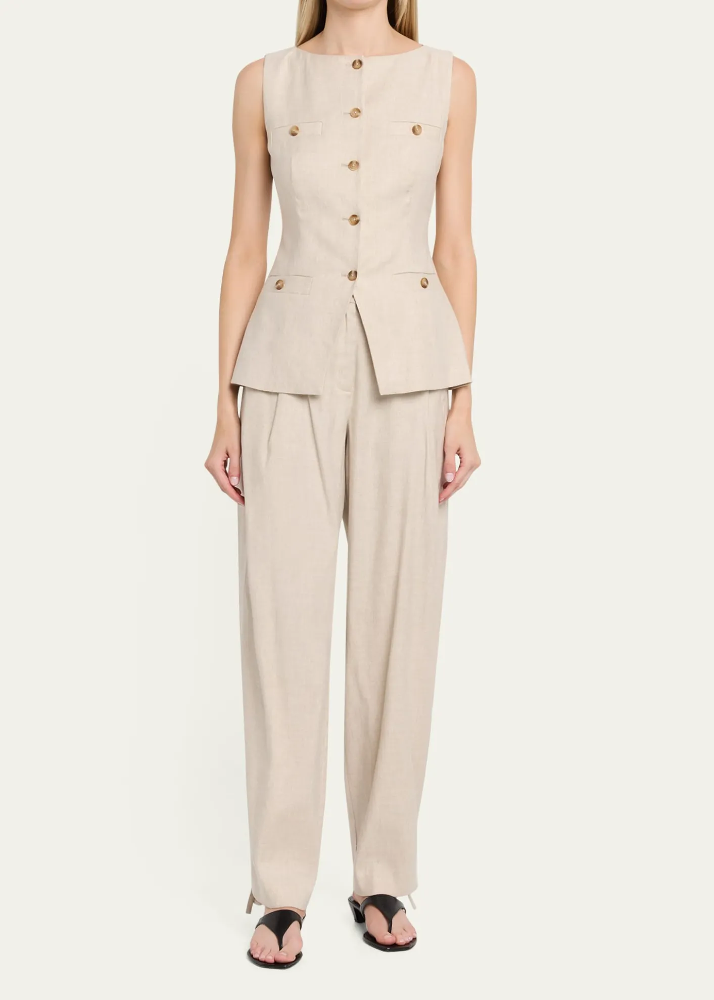 ToccinElowen Pleated Pants with Ankle Ties