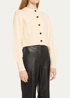 ToccinRita Cropped Wool and Cashmere Cable-Knit Cardigan