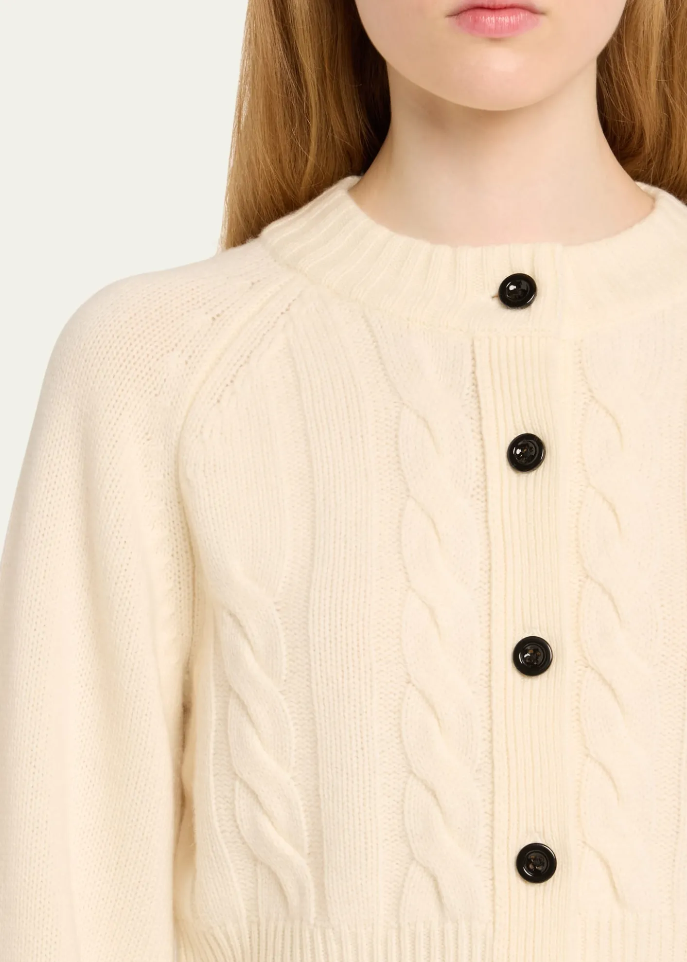 ToccinRita Cropped Wool and Cashmere Cable-Knit Cardigan