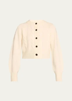 ToccinRita Cropped Wool and Cashmere Cable-Knit Cardigan
