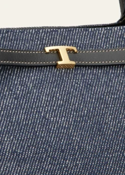 Tod'sSmall Timeless T Belted Cotton Shopping Tote Bag