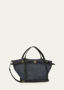 Tod'sSmall Timeless T Belted Cotton Shopping Tote Bag