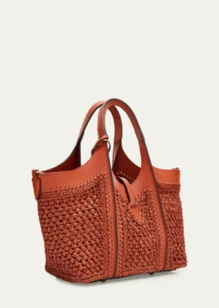 Tod'sSmall T Timeless Raffia & Leather Shopping Bag