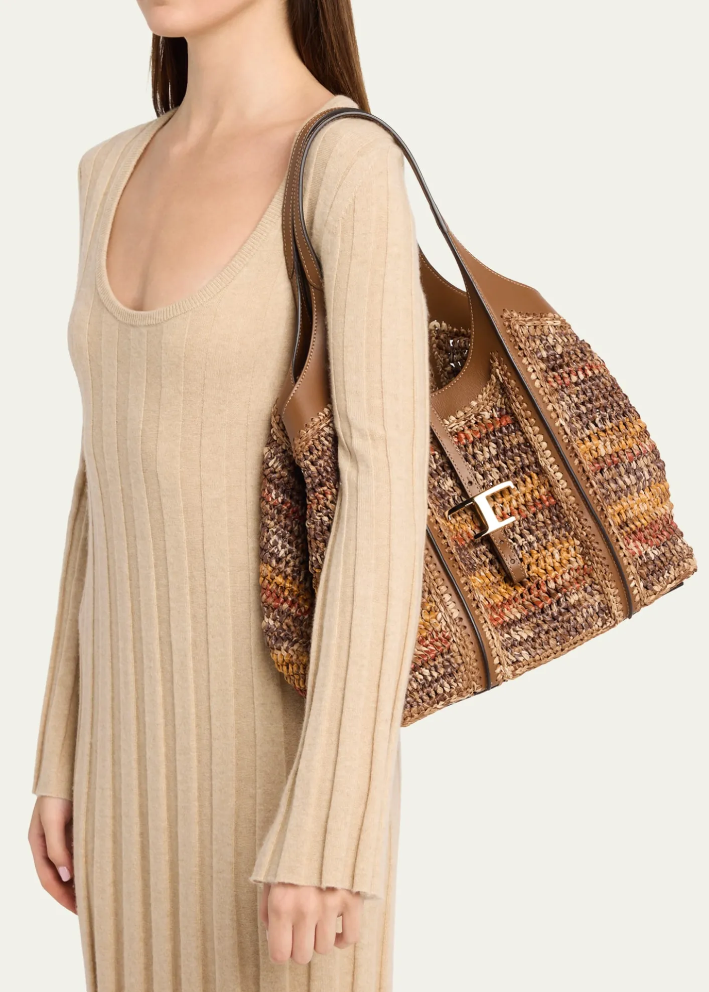 Tod'sT Timeless Raffia Shopping Tote Bag