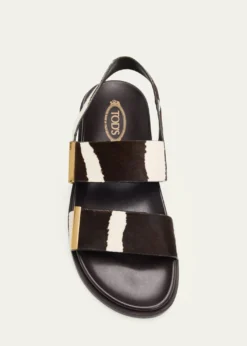 Tod'sZebra-Printed Calf Hair Slingback Sandals